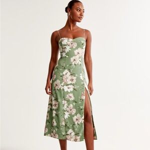 NWT The A&F Camille Midi Dress Medium Green Floral